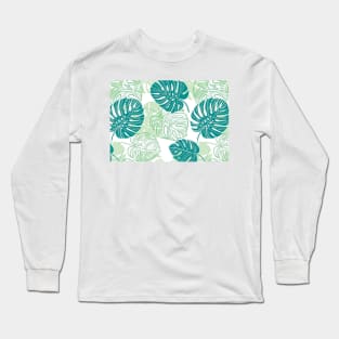 Monstera CIty Green Pattern Long Sleeve T-Shirt